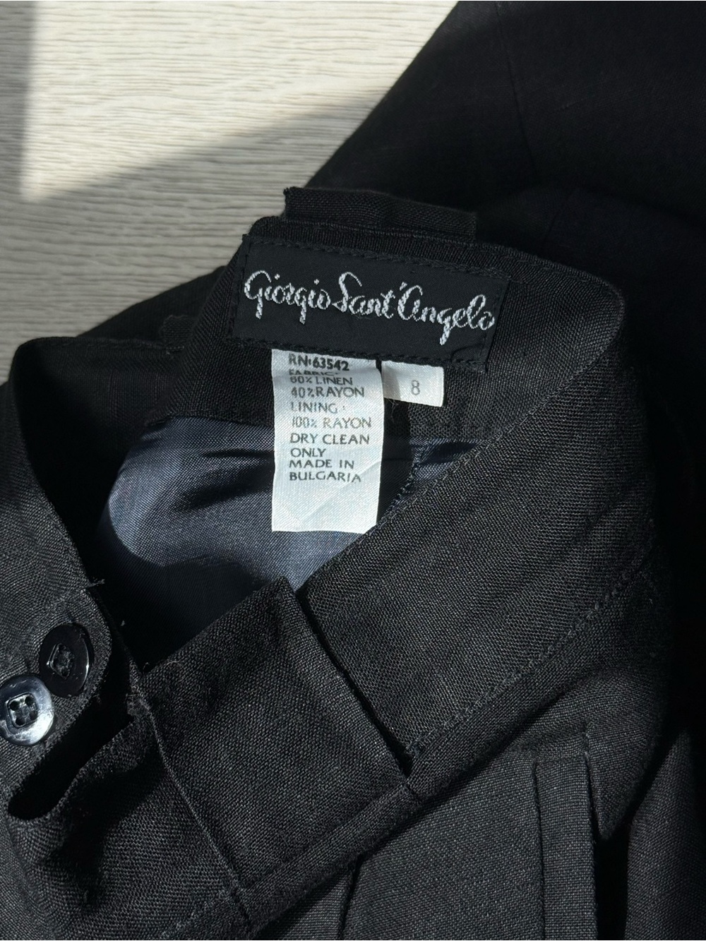 Giorgio Sant'Angelo Black Linen Blend Pleated Trousers Size 8
